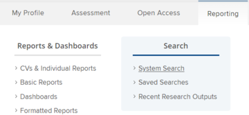 System search Screenshot showing where to find the system search